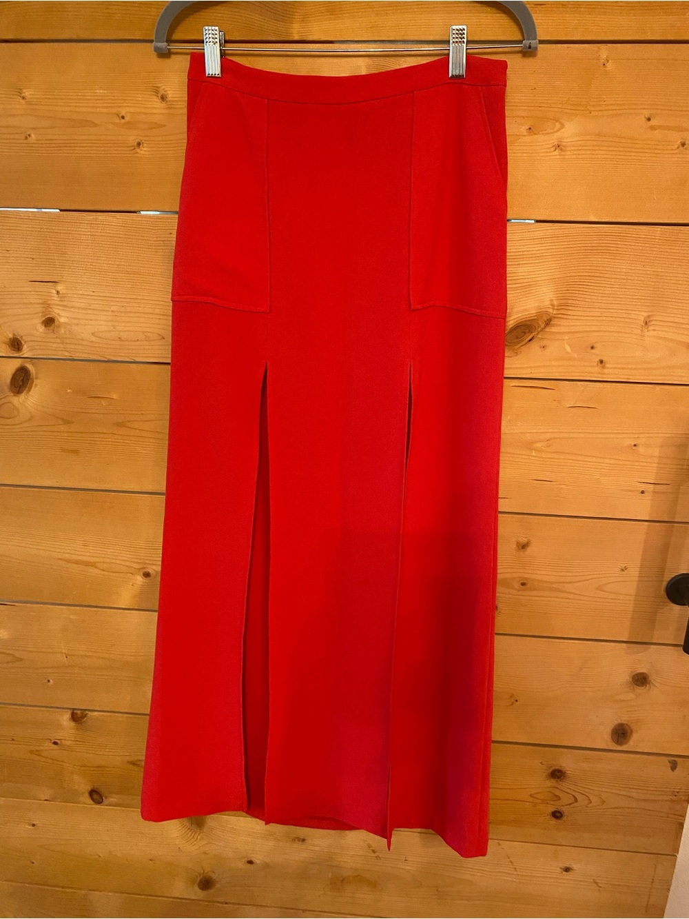BCBGMaxAzria Bright Red Maxi Skirt with Front Slits